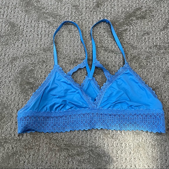aerie Other - EUC Women's Aerie Unlined Racer-back Lace Bralette size Small Petite in Blue